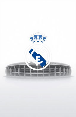 A beautiful gradient background transitioning from white to gray, featuring the Real Madrid logo prominently in the center