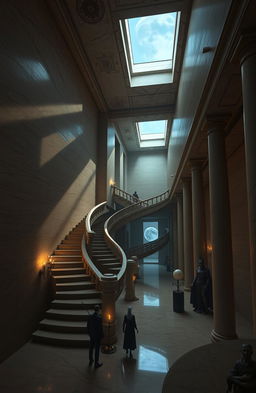 A surreal and imaginative representation of 'La Casa de Asterion', inspired by the labyrinthine structure described in the myth of the Minotaur