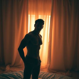 A striking image portraying a figure in a moment of intense longing and desire, set in an intimate and inviting environment