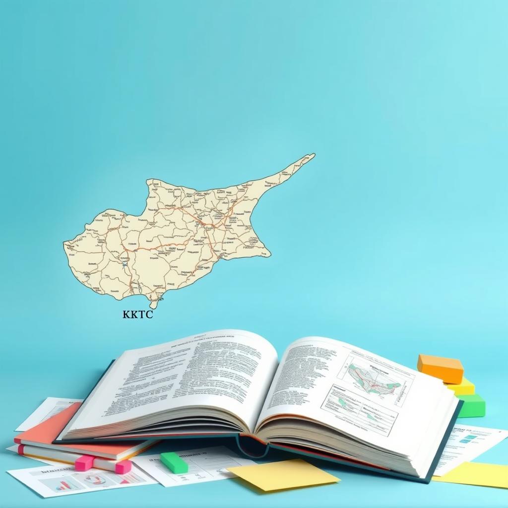 A creative book cover design featuring a detailed map of Cyprus as the main background element