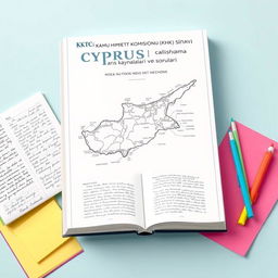 An elegant book cover design featuring a detailed map of Cyprus as the central visual element