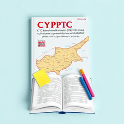 A visually appealing book cover design featuring a detailed map of Cyprus as the primary background element