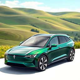 A sleek and modern all-electric estate car featuring an elongated and aerodynamic design