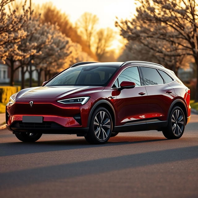 A stylish all-electric estate car designed with a sleek and elongated profile, emphasizing an elegant, non-SUV aesthetic