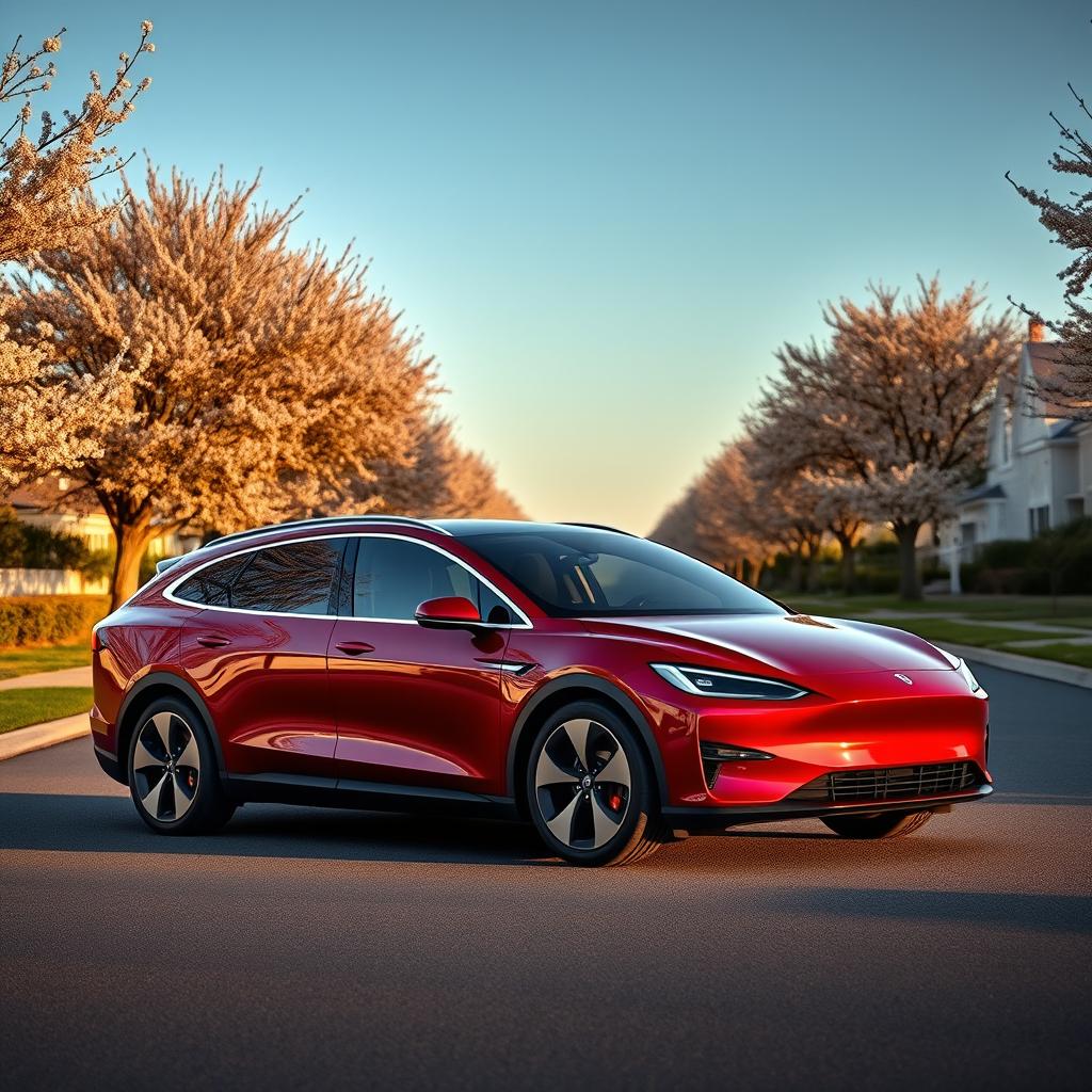 A stylish all-electric estate car designed with a sleek and elongated profile, emphasizing an elegant, non-SUV aesthetic