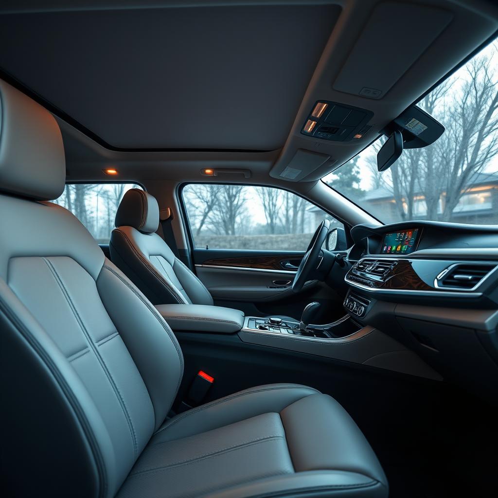 A modern and stylish semi-luxury interior of an estate vehicle, emphasizing comfort and advanced technology