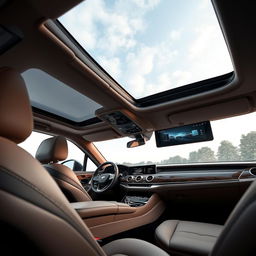 A modern and stylish luxury interior of a spacious estate vehicle that exudes elegance and sophistication