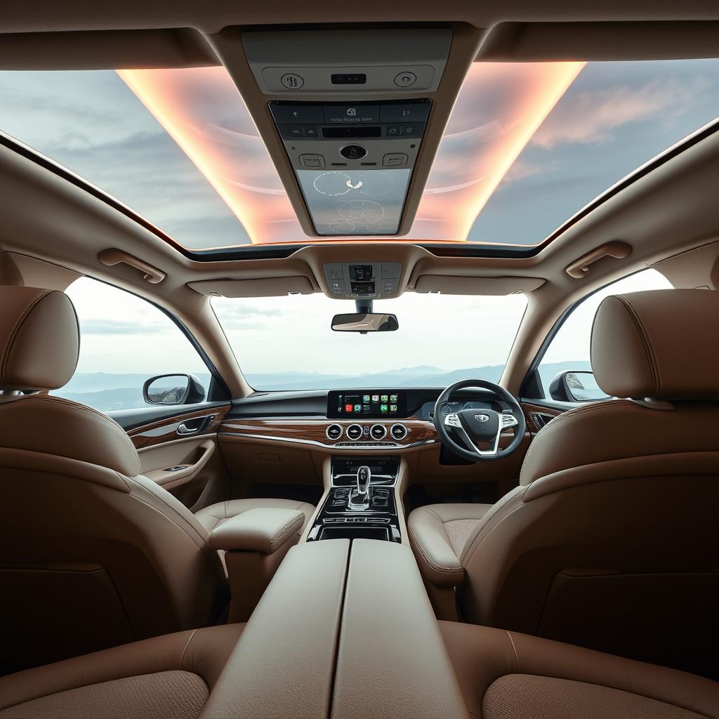 A modern and stylish luxury interior of a spacious estate vehicle that exudes elegance and sophistication