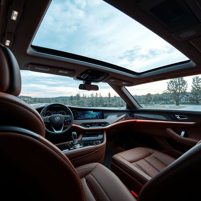 A modern and stylish luxury interior of a spacious estate vehicle that exudes elegance and sophistication