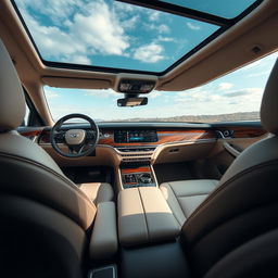 A modern and stylish luxury interior of a spacious estate vehicle that exudes elegance and sophistication