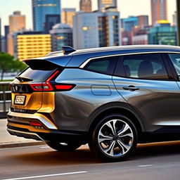 A side view of a modern all-electric estate car showcasing its sleek and aerodynamic design