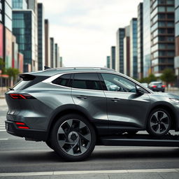 A side view of a modern all-electric estate car showcasing its sleek and aerodynamic design