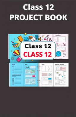A beautifully designed project book for Class 12 students, featuring a sleek, modern cover with vibrant colors