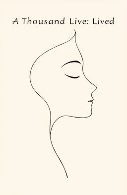 A minimalistic illustration titled "A Thousand Lives Lived" featuring a single, continuous slinky black line that elegantly forms the outline of a woman's face