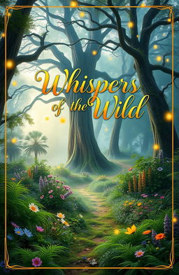 A vibrant and eye-catching front cover design featuring a mystical forest scene at dawn