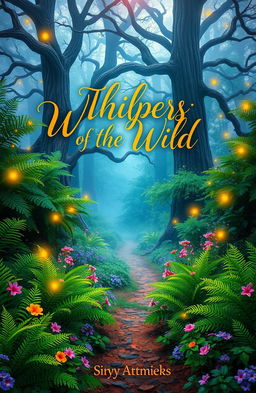 A vibrant and eye-catching front cover design featuring a mystical forest scene at dawn