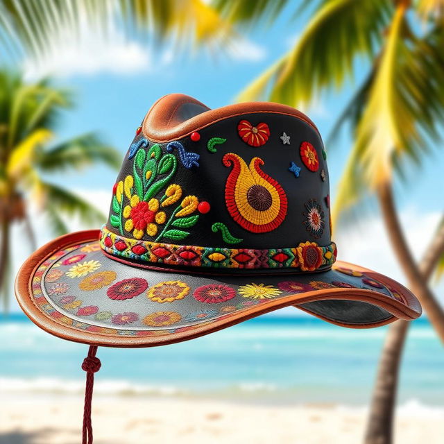 A playful, colorful children's leather hat inspired by Ceará's traditional style