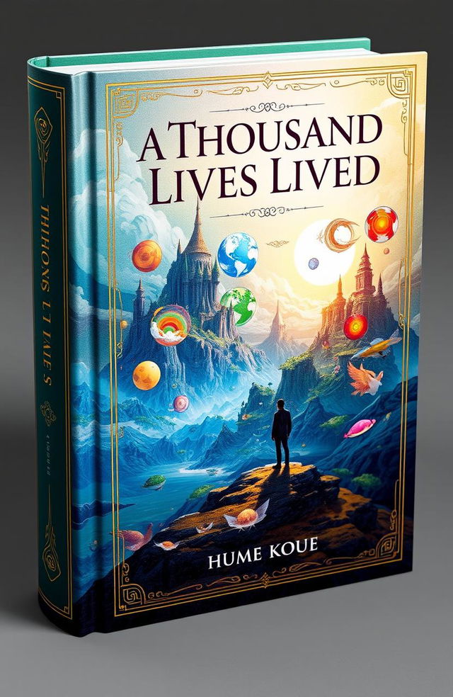 A stunning professional book cover titled 'A Thousand Lives Lived', featuring an intricately designed and captivating illustration