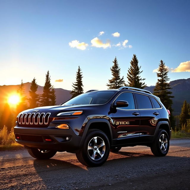 A sleek 2018 Jeep Cherokee parked in a picturesque outdoor setting, showcasing its rugged design and bold lines