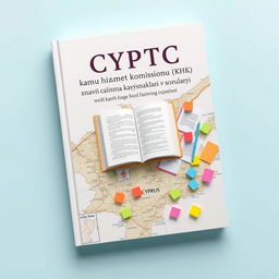 An eye-catching book cover design featuring a detailed map of Cyprus as the central background element