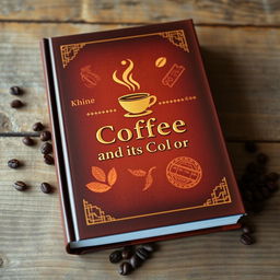 A book titled 'Coffee and Its Color' prominently displayed with a rich brown cover that features a steaming cup of coffee and artistic illustrations of coffee beans