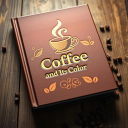 A book titled 'Coffee and Its Color' prominently displayed with a rich brown cover that features a steaming cup of coffee and artistic illustrations of coffee beans