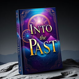 A stunning book cover titled 'Into the Past', featuring an aesthetic design that combines modern and futuristic elements while being visually striking and not outdated