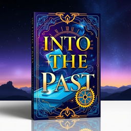 A stunning book cover titled 'Into the Past', featuring an aesthetic design that combines modern and futuristic elements while being visually striking and not outdated