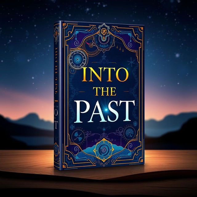 A stunning book cover titled 'Into the Past', featuring an aesthetic design that combines modern and futuristic elements while being visually striking and not outdated