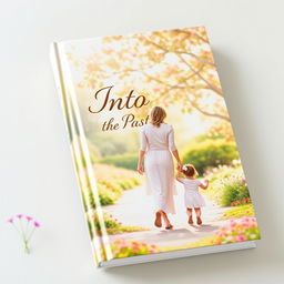 A heartwarming book cover titled 'Into the Past', depicting a touching scene between a mother and her child
