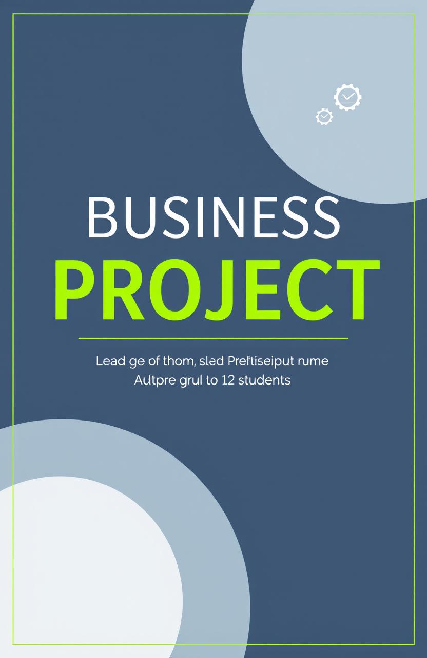 A professional and visually appealing cover page for a business project created by a group of 12 students