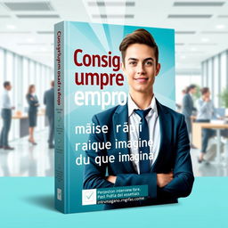A visually engaging book cover for a career advice book titled 'Consiga um emprego mais rapido do que imagina'