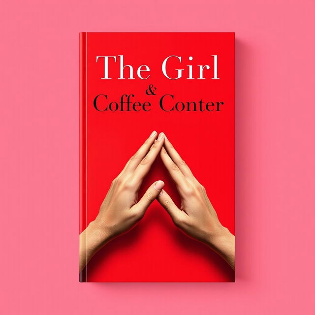 A book cover design featuring a bold red background, with the title 'The Girl @ The Coffee Counter' prominently displayed in elegant, modern white and black font across the upper portion