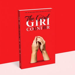 A book cover design featuring a bold red background, with the title 'The Girl @ The Coffee Counter' prominently displayed in elegant, modern white and black font across the upper portion