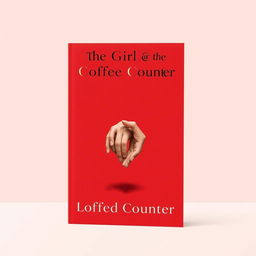 A book cover design featuring a bold red background, with the title 'The Girl @ The Coffee Counter' prominently displayed in elegant, modern white and black font across the upper portion