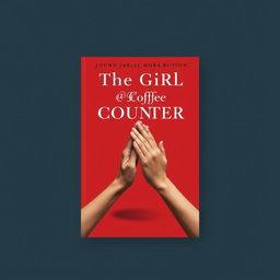 A book cover design featuring a bold red background, with the title 'The Girl @ The Coffee Counter' prominently displayed in elegant, modern white and black font across the upper portion