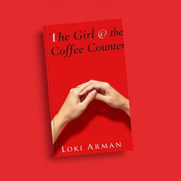 A book cover design featuring a bold red background, with the title 'The Girl @ The Coffee Counter' and author name 'Loki Arman' prominently displayed in elegant, modern white and black font across the upper portion