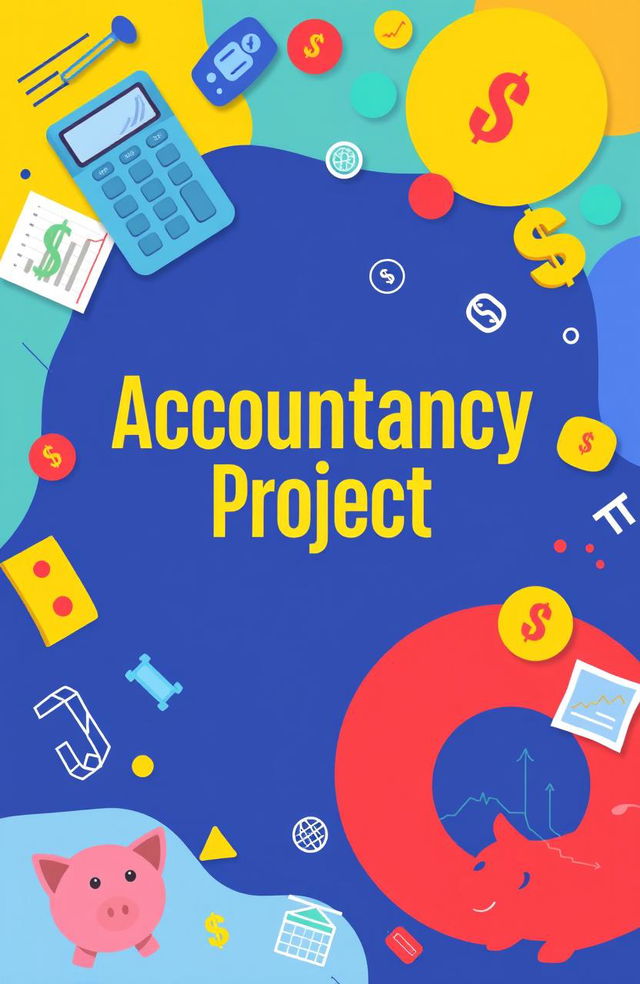 A vibrant and colorful cover page for an accountancy project, featuring a playful and professional design