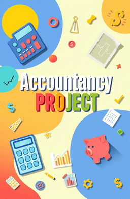 A vibrant and colorful cover page for an accountancy project, featuring a playful and professional design