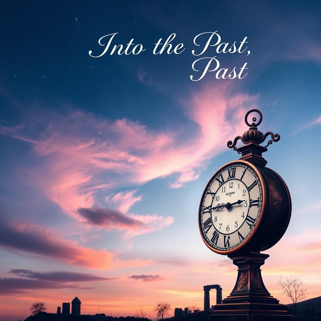 A captivating book cover featuring a dreamy sky theme for the title 'Into the Past'