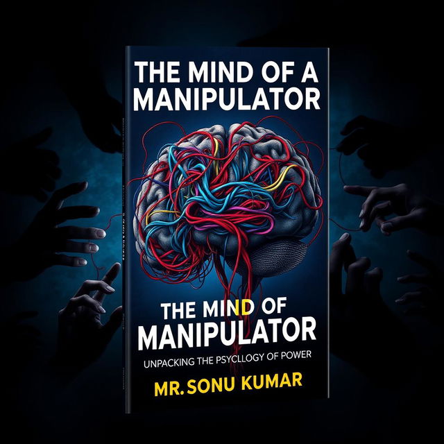 A visually striking book cover design titled 'The Mind of a Manipulator: Unpacking the Psychology of Power' by Mr