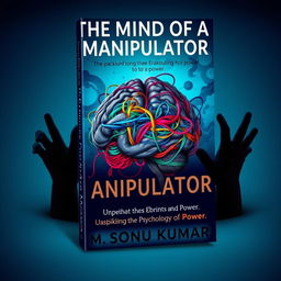 A visually striking book cover design titled 'The Mind of a Manipulator: Unpacking the Psychology of Power' by Mr
