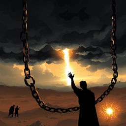 A powerful illustration depicting the theme of slavery and injustice as an abstract representation