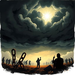 A powerful illustration depicting the theme of slavery and injustice as an abstract representation