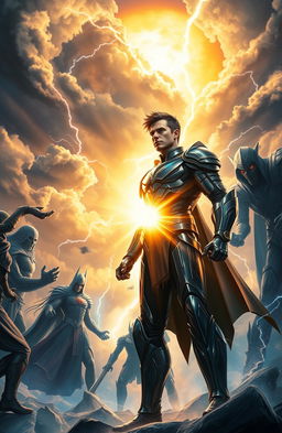 A powerful and intense scene depicting a metaphorical battle between light and dark, symbolizing the struggle of good versus evil