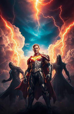 A powerful and intense scene depicting a metaphorical battle between light and dark, symbolizing the struggle of good versus evil