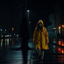 A dark and chilling scene depicting an obsessive stalker in a dimly lit urban environment