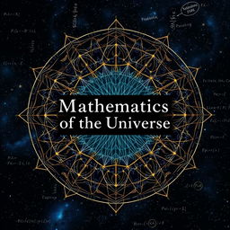 A captivating book cover design for 'Mathematics of the Universe'