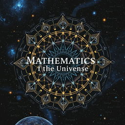 A captivating book cover design for 'Mathematics of the Universe'