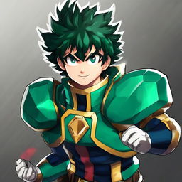 A Pokémon-styled epic portrait of Midoriya Izuku from My Hero Academia.